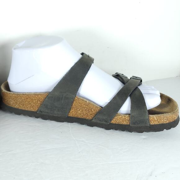 Birkenstock Women's Franca US8 EU39 Gray Oiled Leather Strappy Slide sandals - Picture 6 of 16